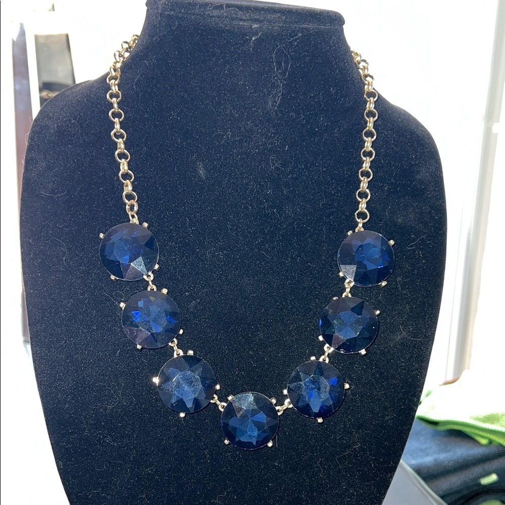 Elegant Blue and Gold Necklace 24 inches long